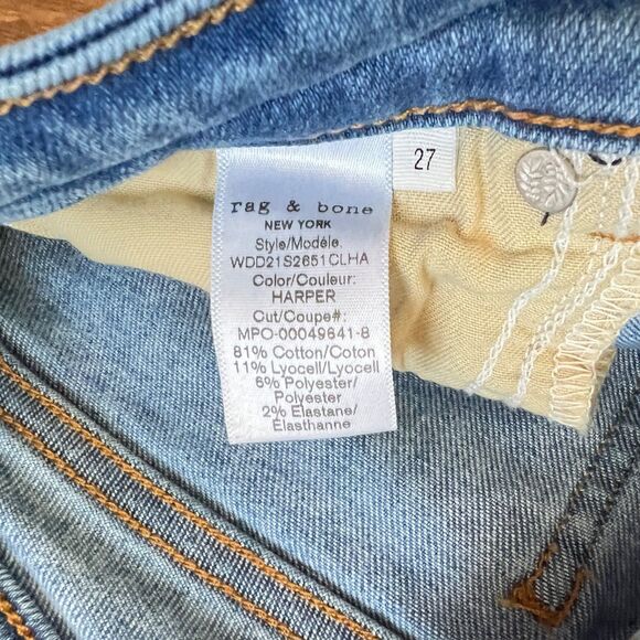 Rag & Bone Jeans Women's Size 27 Cate Mid-Rise Skinny Harper Light Wash - Picture 7 of 10